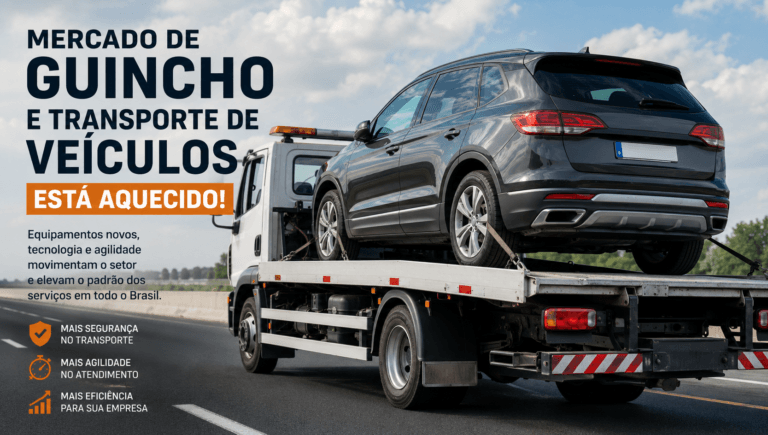 Guincho moderno transportando veículo em plataforma rodoviária no Brasil
